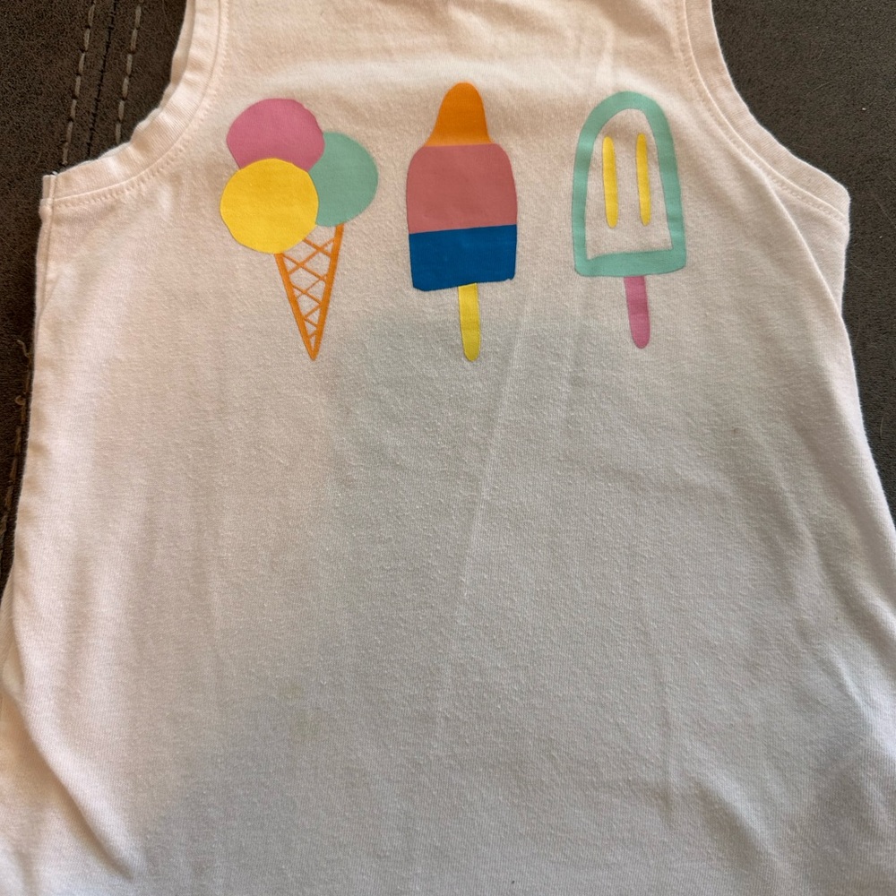 Kids Ice Cream Graphic Tank Top - White